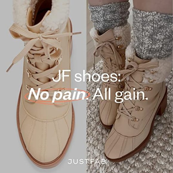 Beige Sherpa Chunky Heeled Combat Boots Size 8.5 - Picture 6 of 7